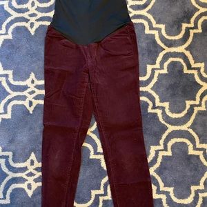Burgundy maternity corduroy pants, like new